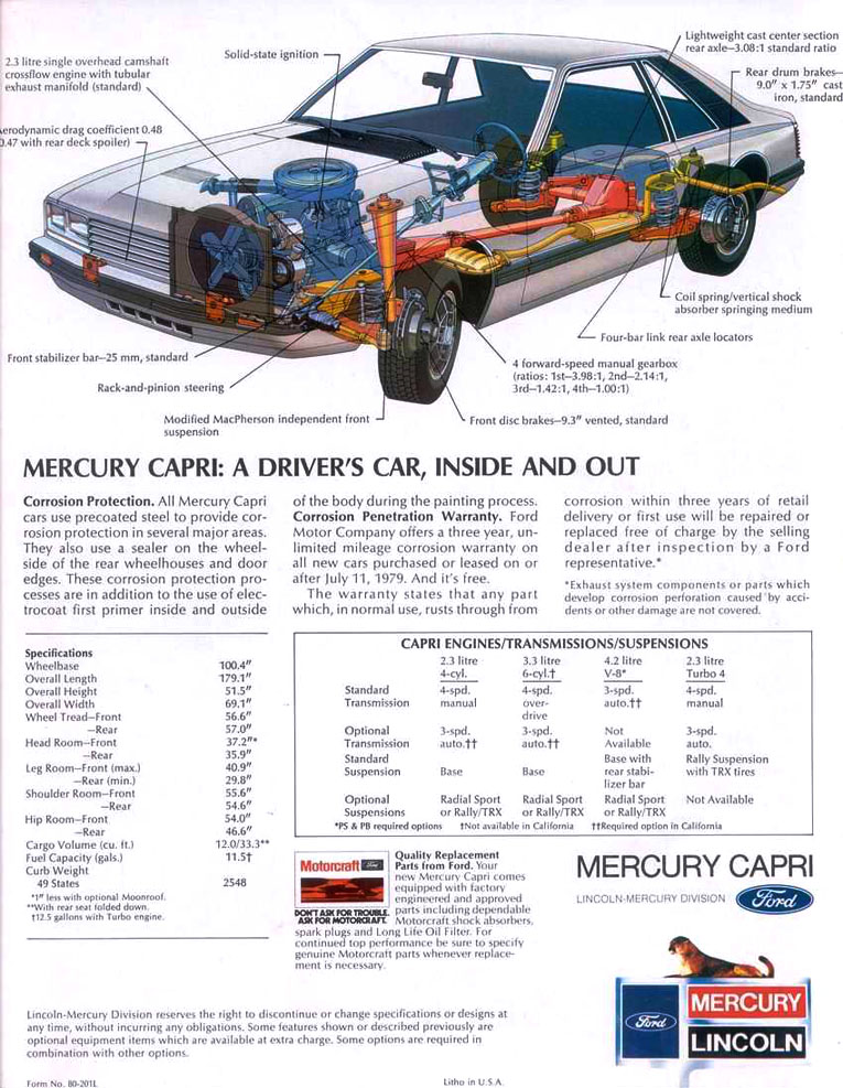 1980 Mercury Capri Brochure Page 6
